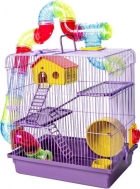 Gaiola Tubo Super Luxo 3 Andares Lilás Hamster Completa Cor Violeta