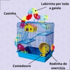 Gaiola Tubo Super Luxo 3 Andares Lilás Hamster Completa Cor Violeta